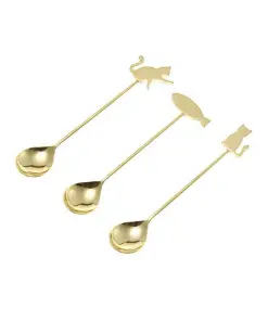 Alternative view of Golden kitty teaspoon