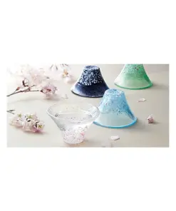 Alternative view of Handcrafted Mount Fuji sakura sake glass