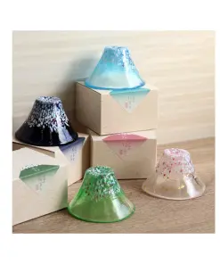 Handcrafted Mount Fuji sakura sake glass