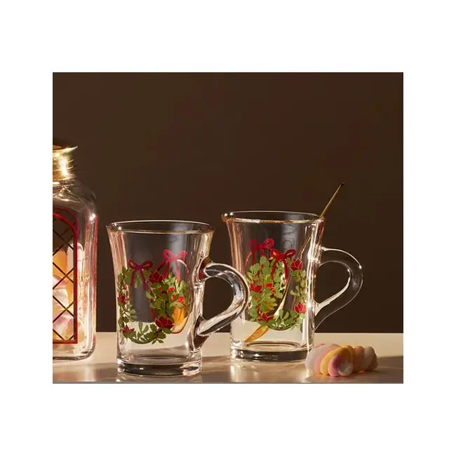 HOLMEGAARD | Christmas hot drink glasses set with wreaths - Image 3